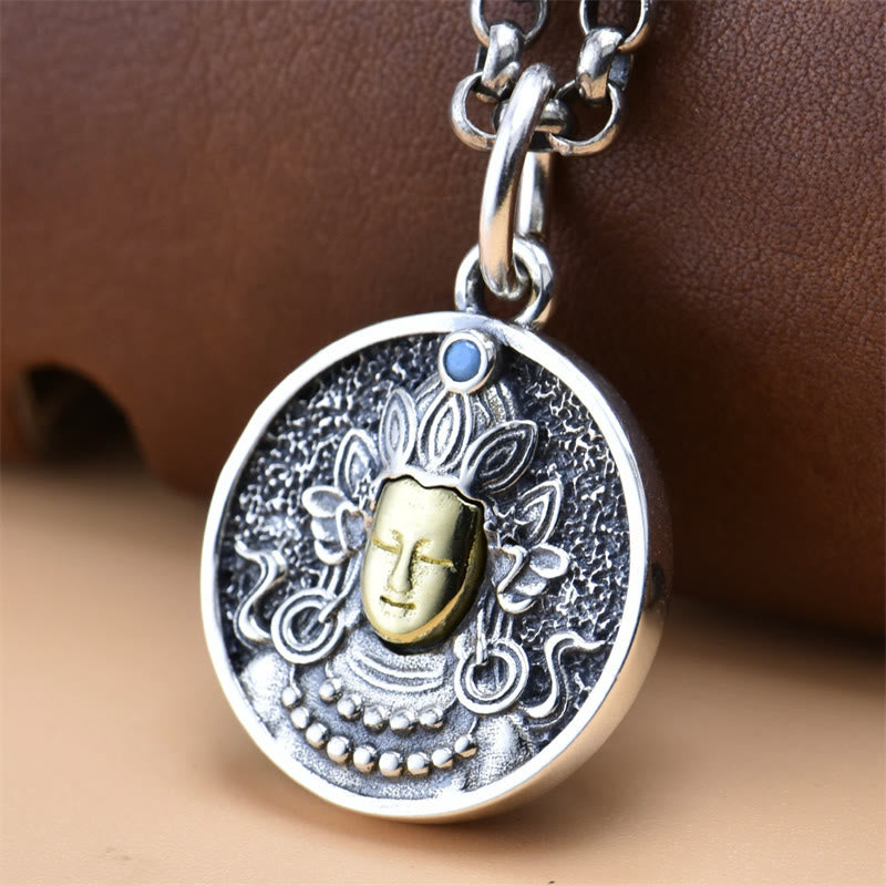Buddha Stones925 スターリングシルバー グリーンターラ ダブルドルジェ ヴァジュラ 守護ネックレスペンダント - image 1