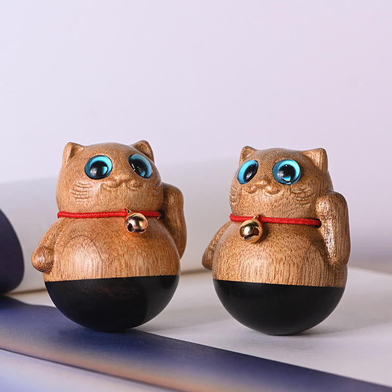 Buddha Stonesミニ招き猫子猫フィービー・ジェンナン木製祝福飾り - image 4
