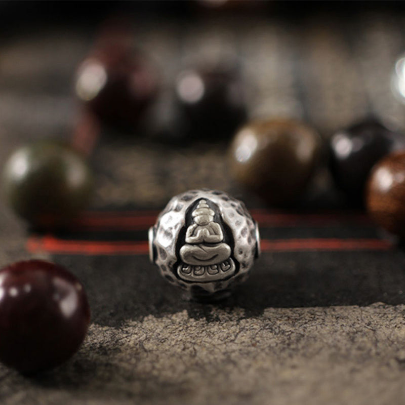 Buddha Stones999 スターリングシルバー グリーンサンダルウッド小葉紫檀ブッダキュアブレスレット
