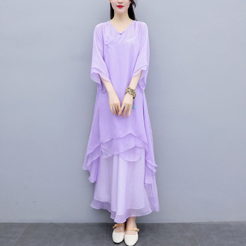 Buddha Stones3点セット ヨガ シフォン 服 ユニフォーム 瞑想 禅 練習 レディース セット - 紫色のトップス、紫色のパンツ、サスペンダー - US6、 UK/AU10、 EU38 (XL) - image 35