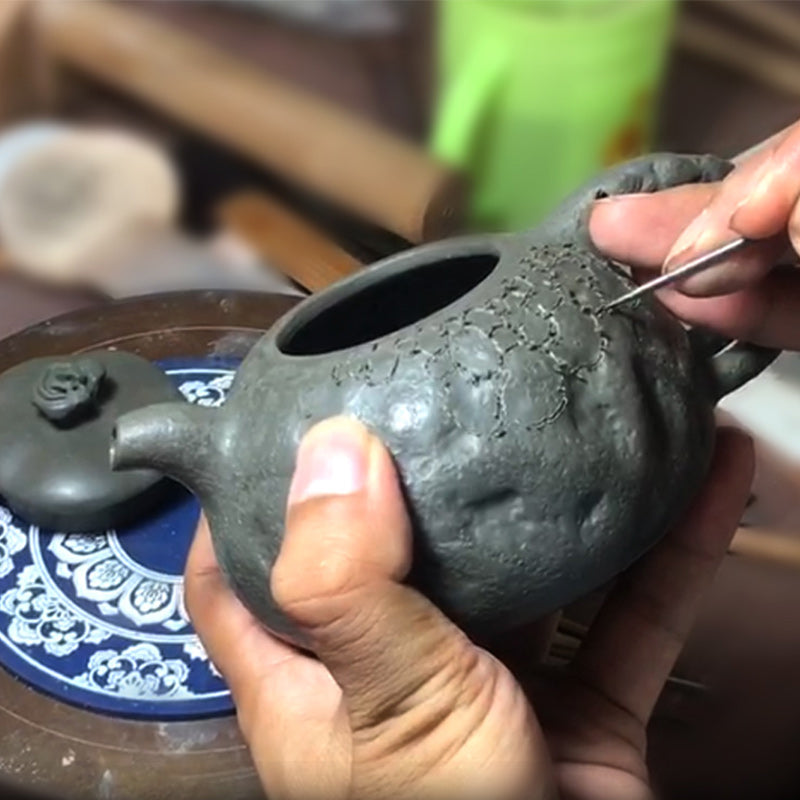 Buddha Stonesハンドメイドヴィンテージツリーテクスチャパープルクレイカンフーティーポット220ml