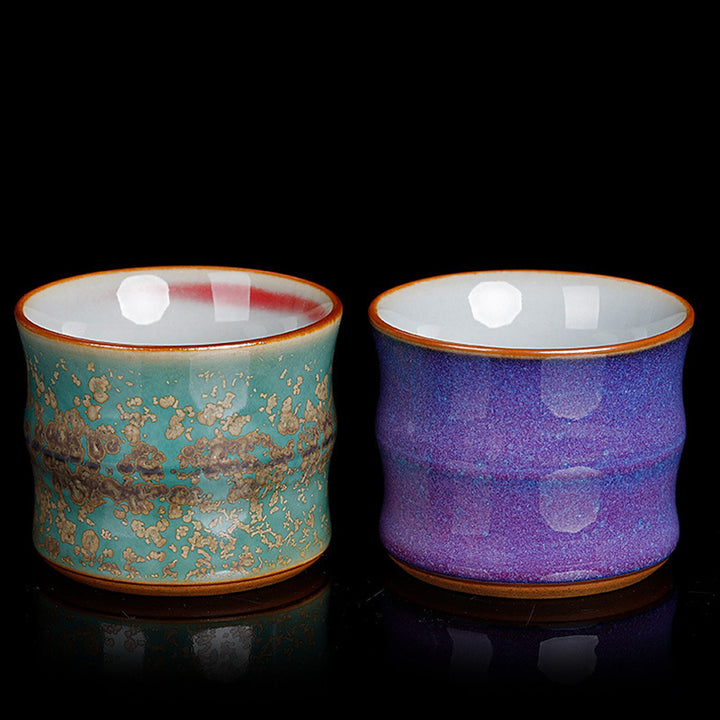 Buddha Stones変陶器竹デザインティーカップカンフーティーカップ
