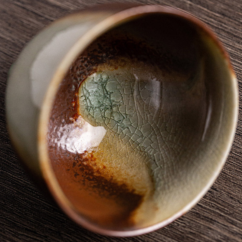 Buddha Stonesレトロブラウン窯変陶器ティーカップカンフーティーカップ