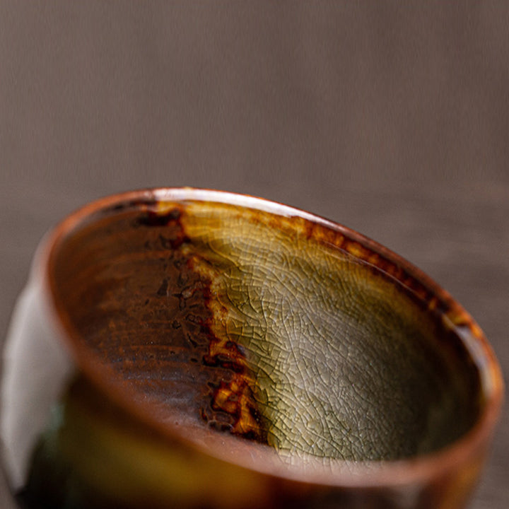 Buddha Stonesレトロブラウン窯変陶器ティーカップカンフーティーカップ