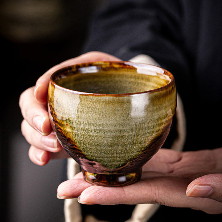 Buddha Stonesレトロブラウン窯変陶器ティーカップカンフーティーカップ