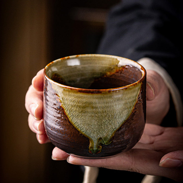 Buddha Stonesレトロブラウン窯変陶器ティーカップカンフーティーカップ