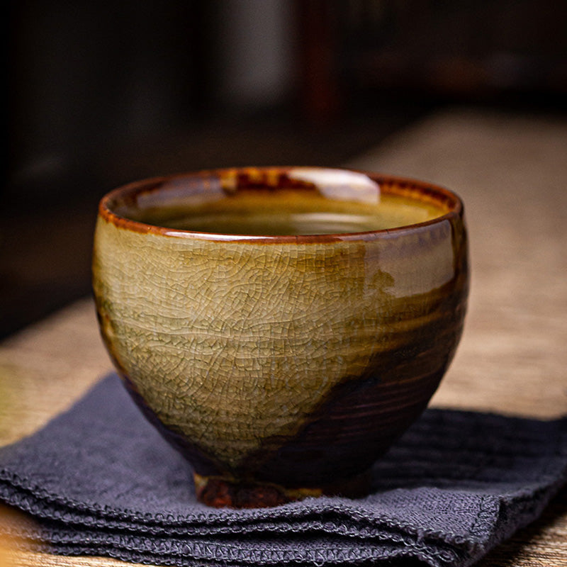 Buddha Stonesレトロブラウン窯変陶器ティーカップカンフーティーカップ