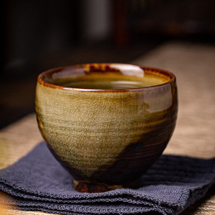 Buddha Stonesレトロブラウン窯変陶器ティーカップカンフーティーカップ