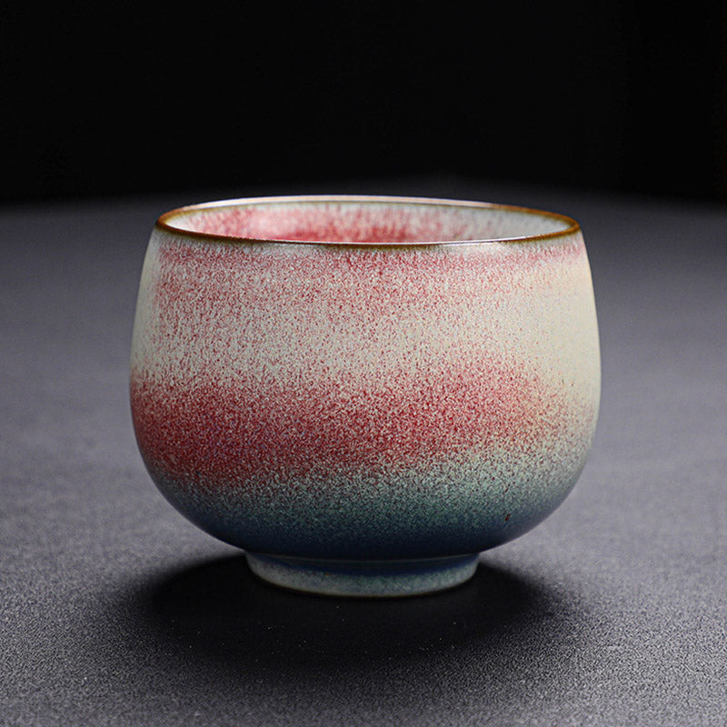 Buddha Stonesレトロレッドグラデーション窯変陶器ティーカップカンフーティーカップ