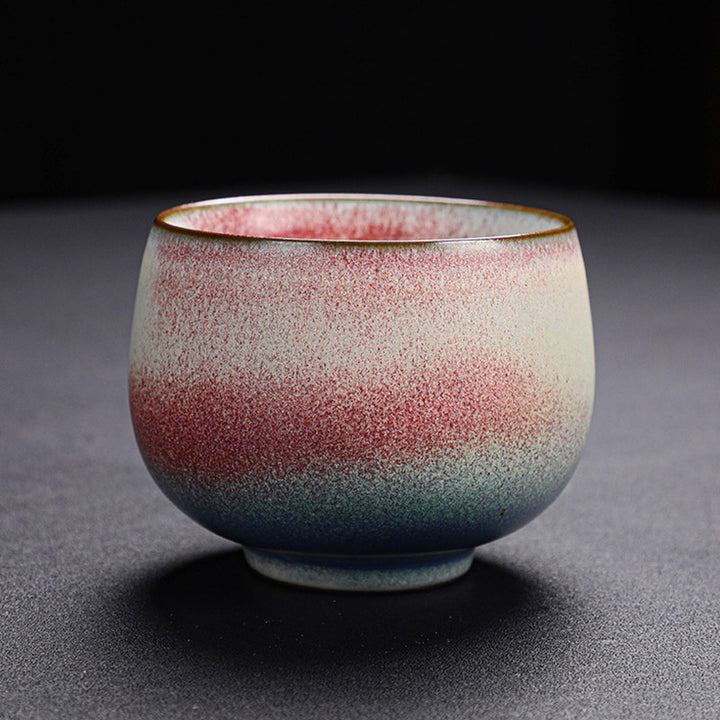 Buddha Stonesレトロレッドグラデーション窯変陶器ティーカップカンフーティーカップ