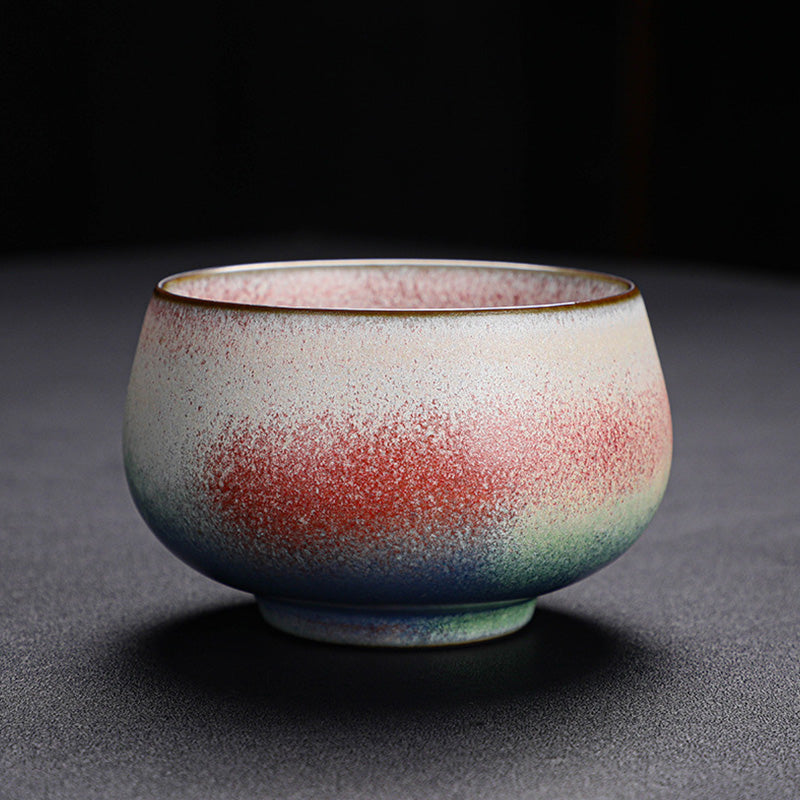 Buddha Stonesレトロレッドグラデーション窯変陶器ティーカップカンフーティーカップ