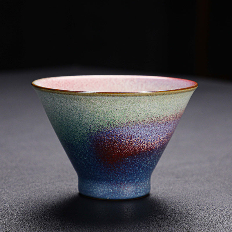Buddha Stonesレトロレッドグラデーション窯変陶器ティーカップカンフーティーカップ