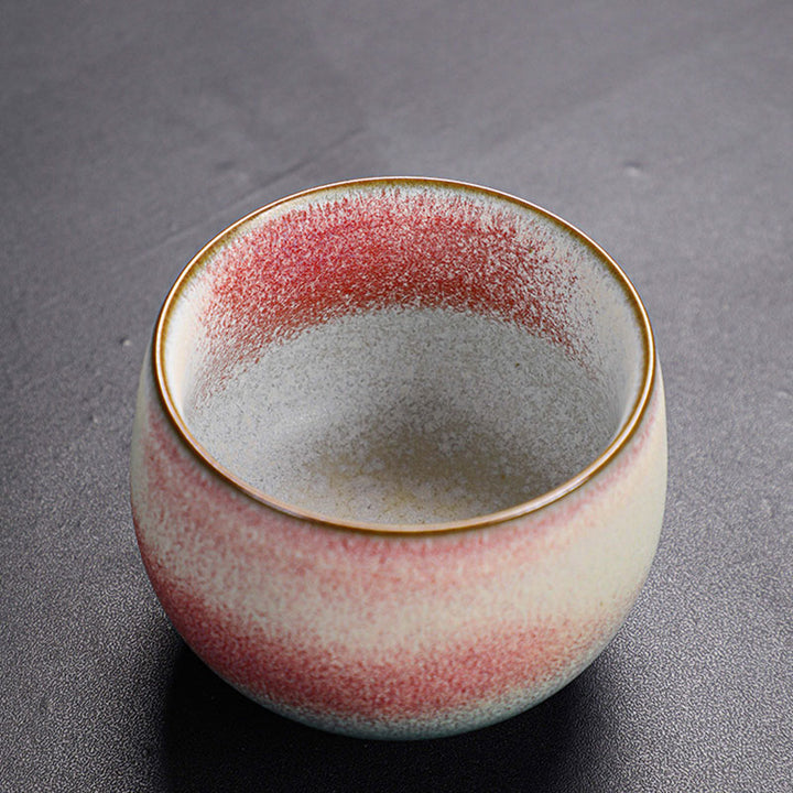 Buddha Stonesレトロレッドグラデーション窯変陶器ティーカップカンフーティーカップ