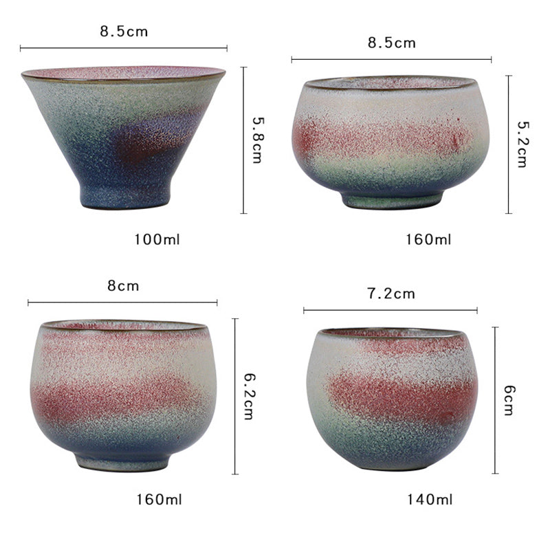 Buddha Stonesレトロレッドグラデーション窯変陶器ティーカップカンフーティーカップ