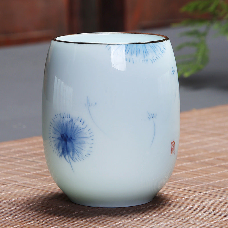 Buddha Stones、鯉、蓮、風景、タンポポ、牡丹、花、陶器のティーカップ、カンフーティーカップ