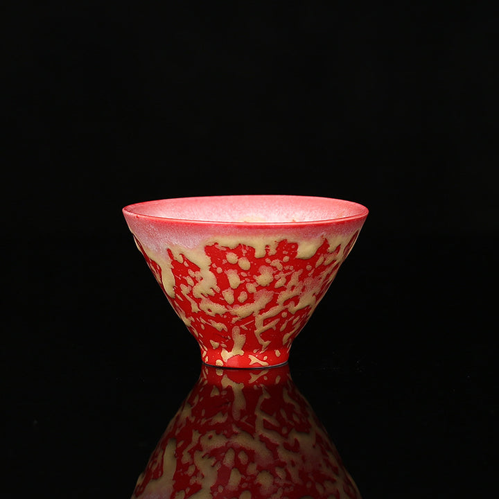 Buddha Stonesレトロ ブルー レッド グラデーション 蓮柄 窯変 陶器 ティーカップ カンフー ティーカップ ボウル