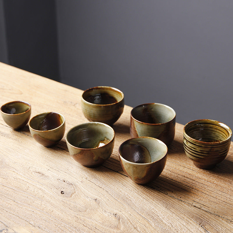 Buddha Stonesヴィンテージ ブラウン ベージュ 窯変 陶器 ティーカップ カンフー ティーカップ ボウル