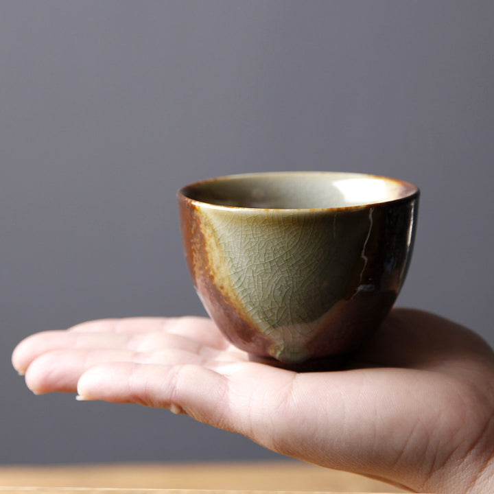 Buddha Stonesヴィンテージ ブラウン ベージュ 窯変 陶器 ティーカップ カンフー ティーカップ ボウル