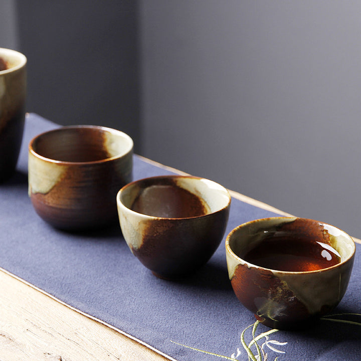 Buddha Stonesヴィンテージ ブラウン ベージュ 窯変 陶器 ティーカップ カンフー ティーカップ ボウル