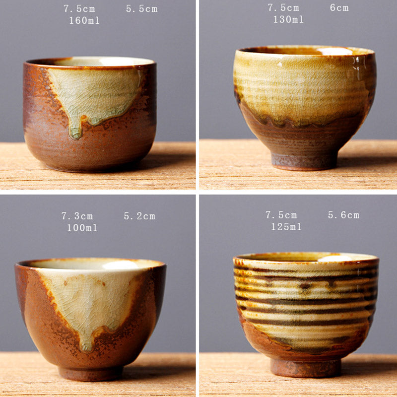 Buddha Stonesヴィンテージ ブラウン ベージュ 窯変 陶器 ティーカップ カンフー ティーカップ ボウル
