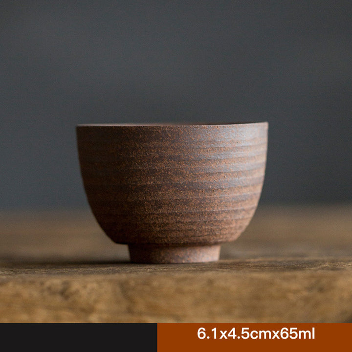 Buddha Stones手作りのレトロなブラウンセラミックティーカップカンフーティーカップ