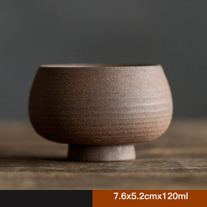 Buddha Stones手作りのレトロなブラウンセラミックティーカップカンフーティーカップ
