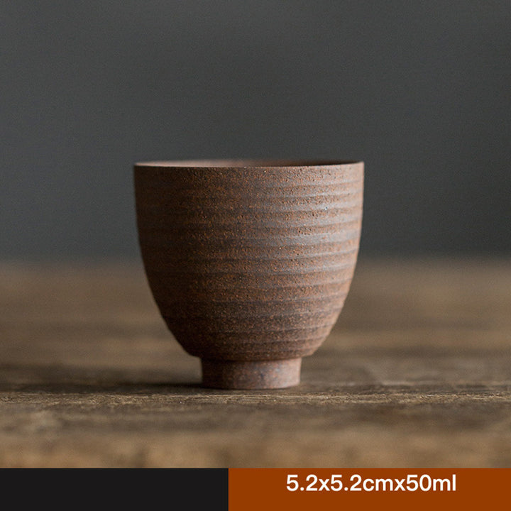 Buddha Stones手作りのレトロなブラウンセラミックティーカップカンフーティーカップ