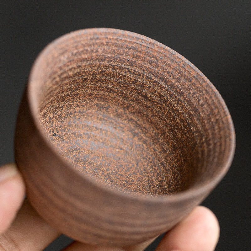 Buddha Stones手作りのレトロなブラウンセラミックティーカップカンフーティーカップ