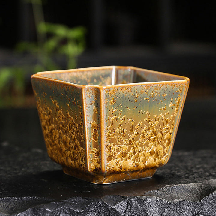 Buddha Stonesカラフルブラウン 陶器 ティーカップ カンフー ティーカップ ボウル