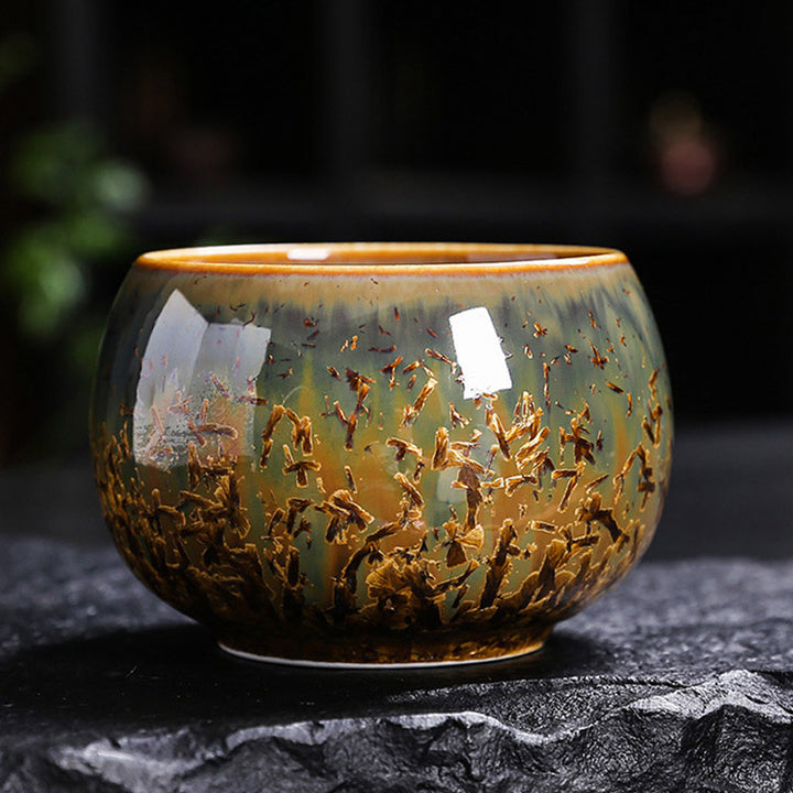Buddha Stonesカラフルブラウン 陶器 ティーカップ カンフー ティーカップ ボウル
