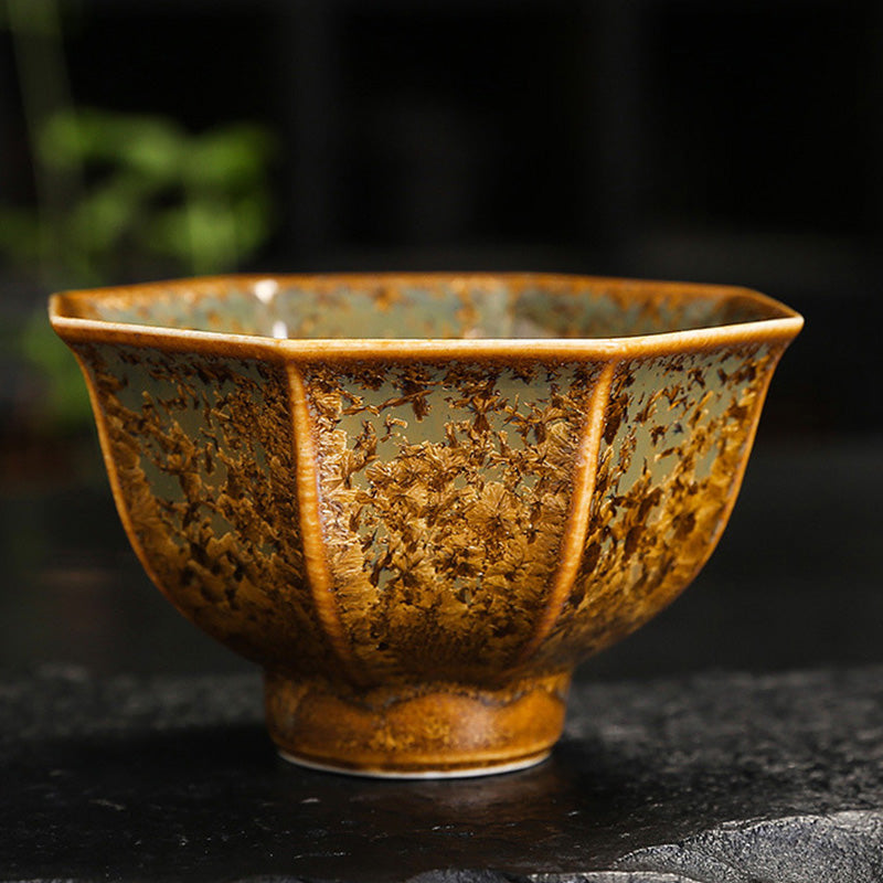 Buddha Stonesカラフルブラウン 陶器 ティーカップ カンフー ティーカップ ボウル