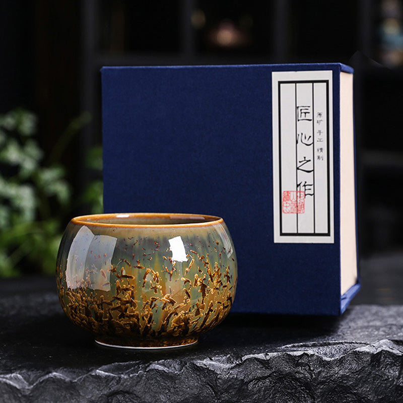 Buddha Stonesカラフルブラウン 陶器 ティーカップ カンフー ティーカップ ボウル