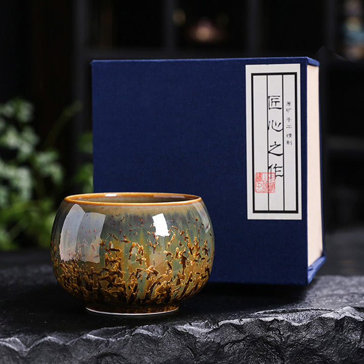 Buddha Stonesカラフルブラウン 陶器 ティーカップ カンフー ティーカップ ボウル
