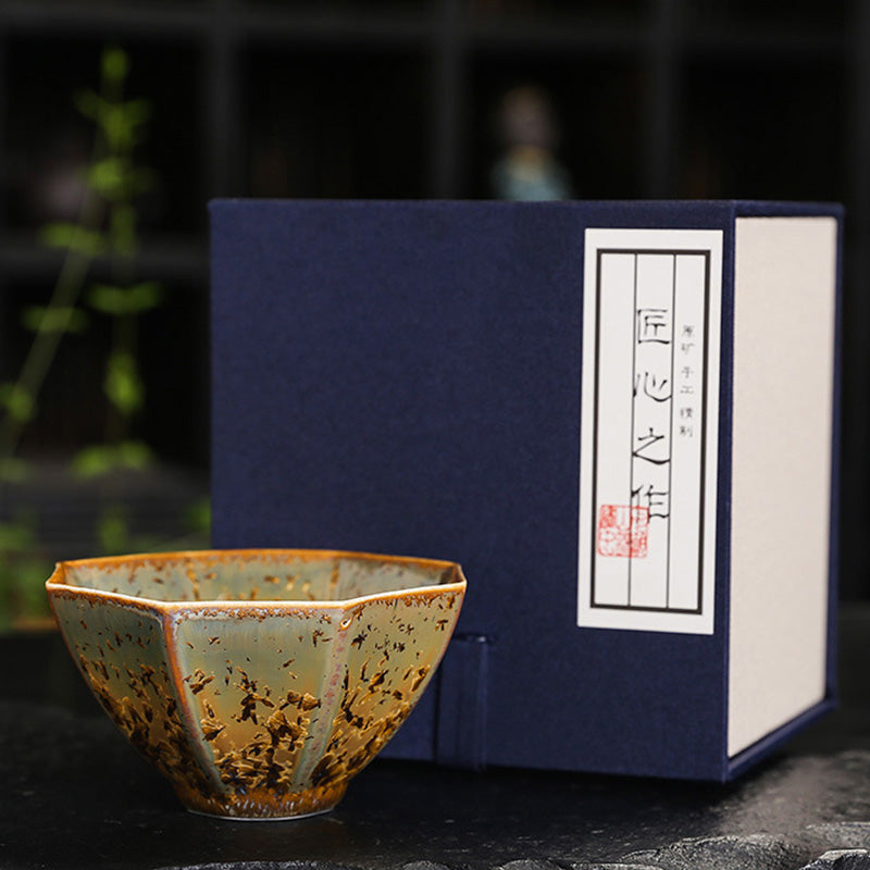 Buddha Stonesカラフルブラウン 陶器 ティーカップ カンフー ティーカップ ボウル