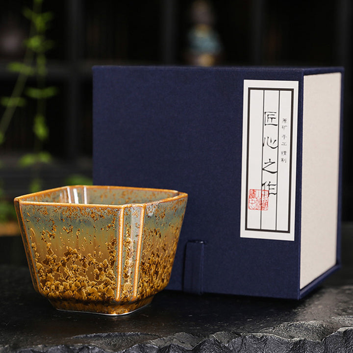 Buddha Stonesカラフルブラウン 陶器 ティーカップ カンフー ティーカップ ボウル