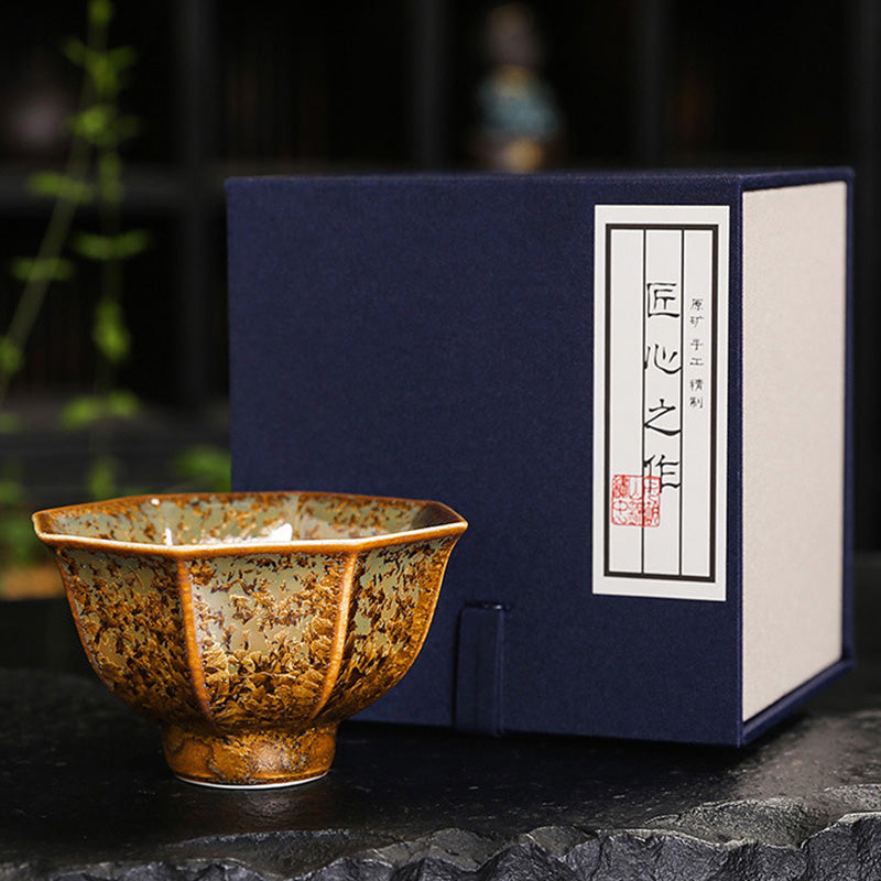 Buddha Stonesカラフルブラウン 陶器 ティーカップ カンフー ティーカップ ボウル