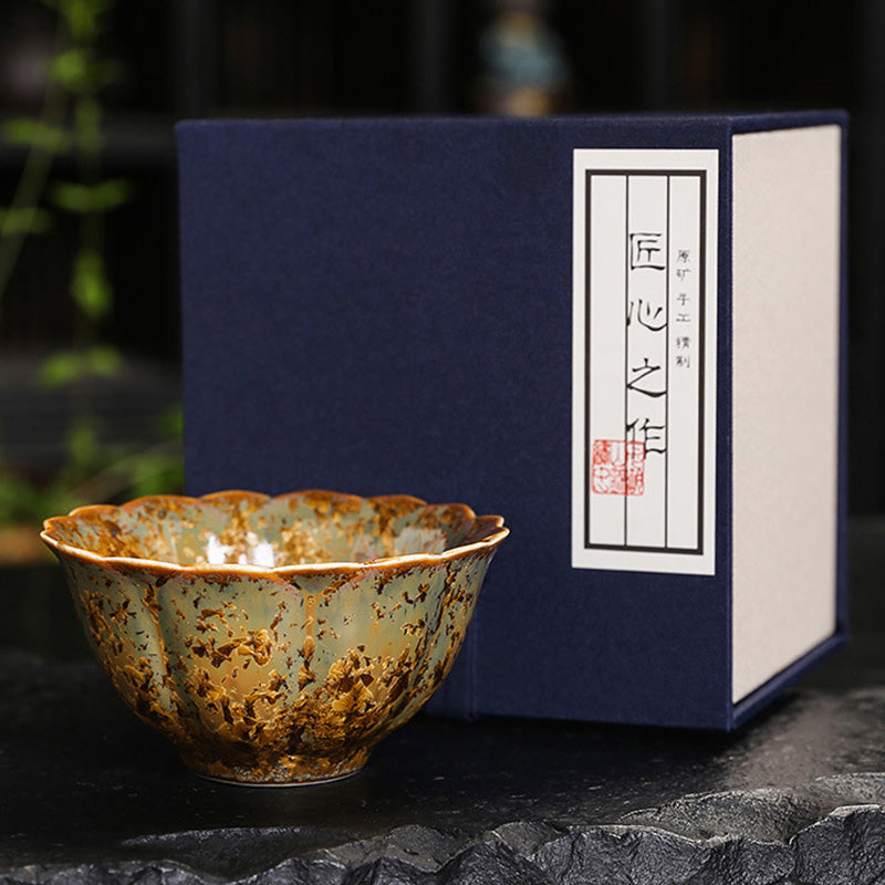 Buddha Stonesカラフルブラウン 陶器 ティーカップ カンフー ティーカップ ボウル