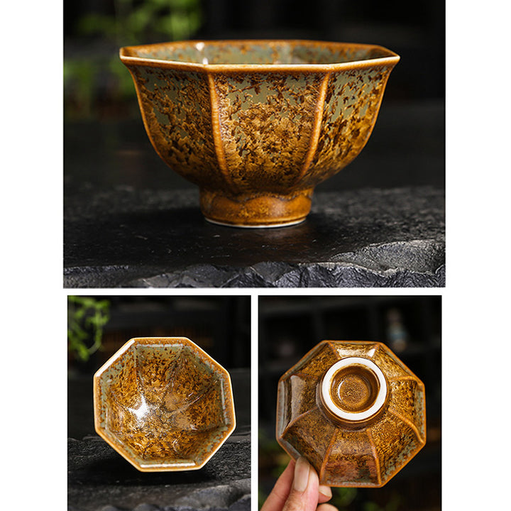 Buddha Stonesカラフルブラウン 陶器 ティーカップ カンフー ティーカップ ボウル