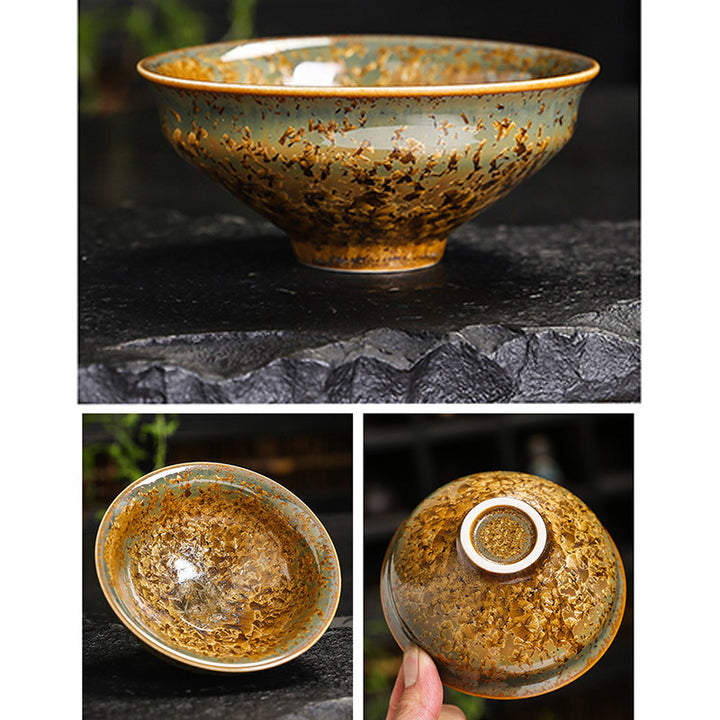 Buddha Stonesカラフルブラウン 陶器 ティーカップ カンフー ティーカップ ボウル