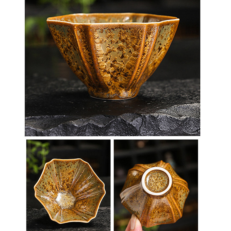 Buddha Stonesカラフルブラウン 陶器 ティーカップ カンフー ティーカップ ボウル
