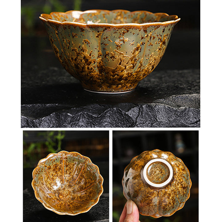 Buddha Stonesカラフルブラウン 陶器 ティーカップ カンフー ティーカップ ボウル