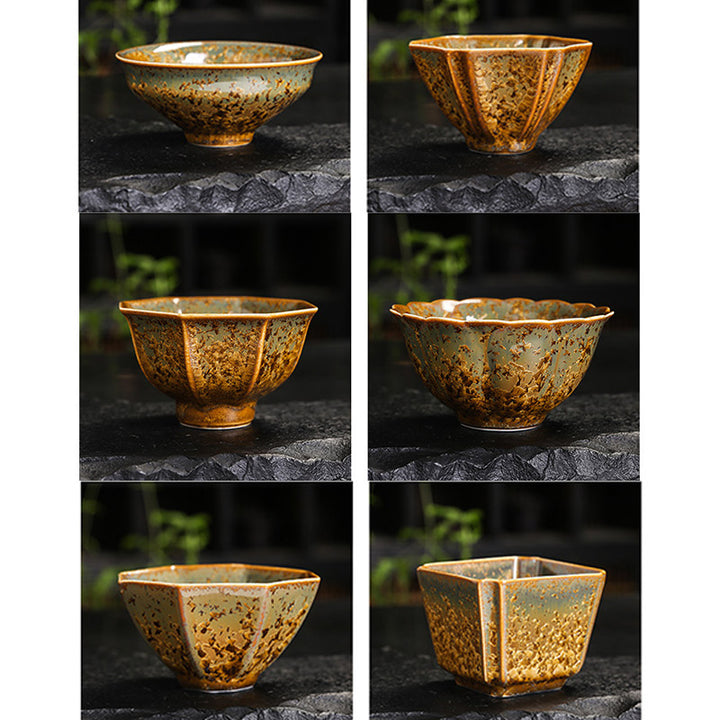 Buddha Stonesカラフルブラウン 陶器 ティーカップ カンフー ティーカップ ボウル