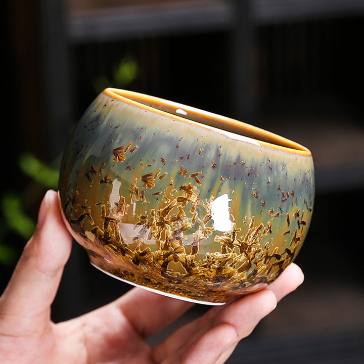 Buddha Stonesカラフルブラウン 陶器 ティーカップ カンフー ティーカップ ボウル