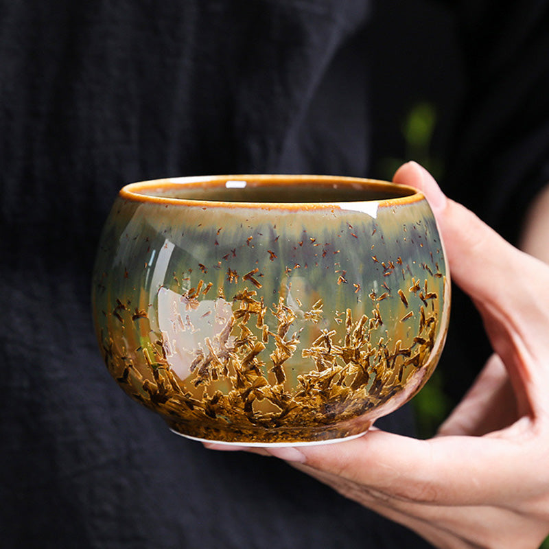 Buddha Stonesカラフルブラウン 陶器 ティーカップ カンフー ティーカップ ボウル