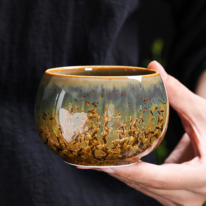 Buddha Stonesカラフルブラウン 陶器 ティーカップ カンフー ティーカップ ボウル