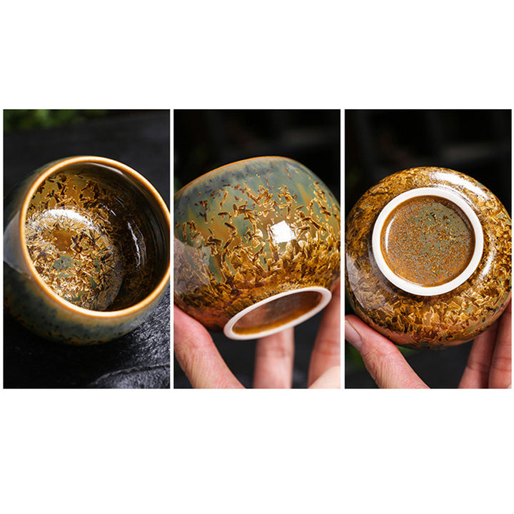 Buddha Stonesカラフルブラウン 陶器 ティーカップ カンフー ティーカップ ボウル