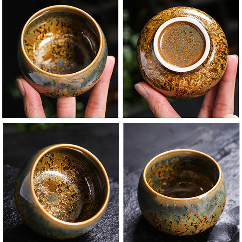 Buddha Stonesカラフルブラウン 陶器 ティーカップ カンフー ティーカップ ボウル