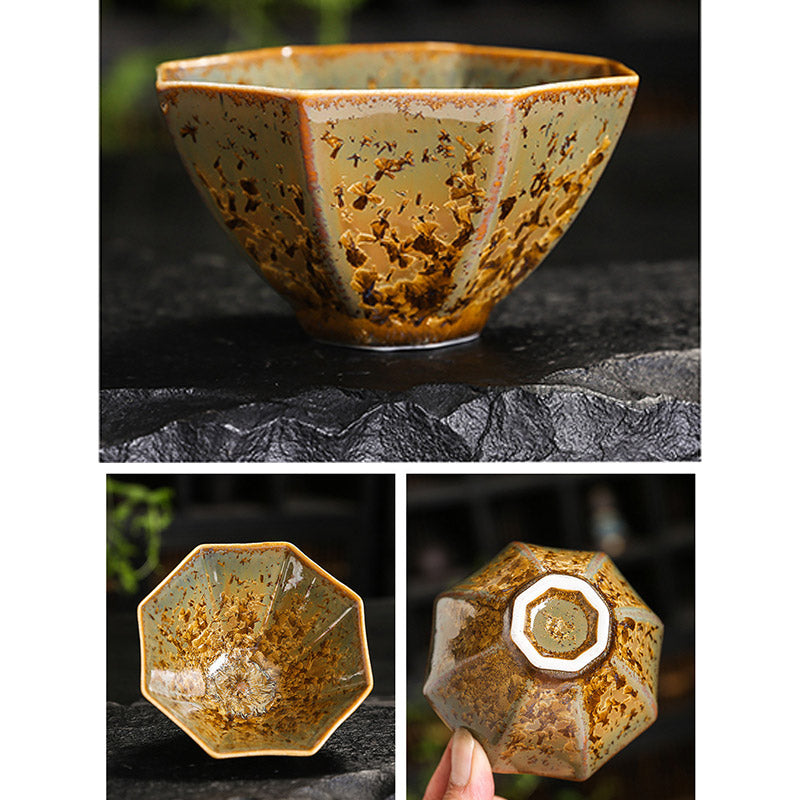 Buddha Stonesカラフルブラウン 陶器 ティーカップ カンフー ティーカップ ボウル