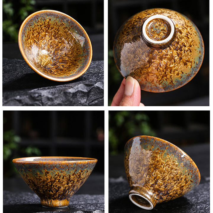 Buddha Stonesカラフルブラウン 陶器 ティーカップ カンフー ティーカップ ボウル