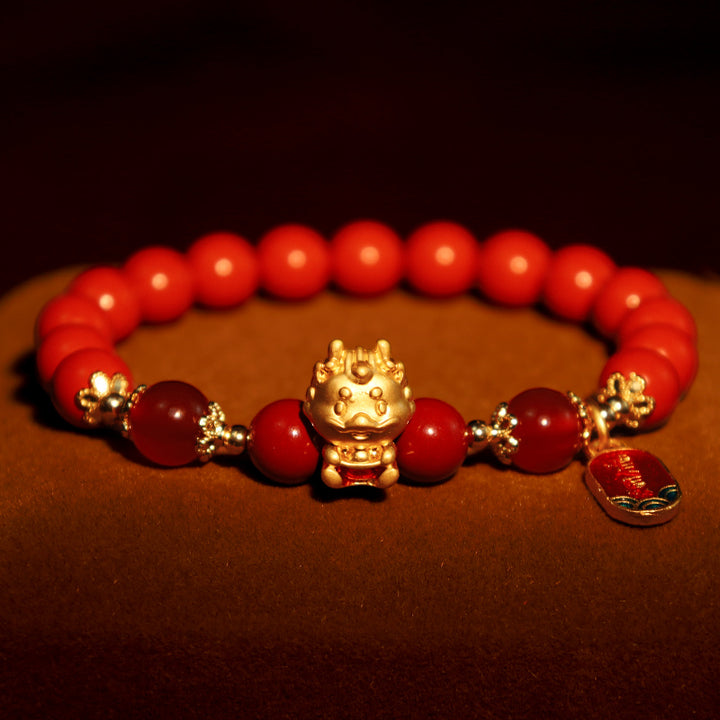 Buddha Stones年用天然辰砂インゴット守護ブレスレット